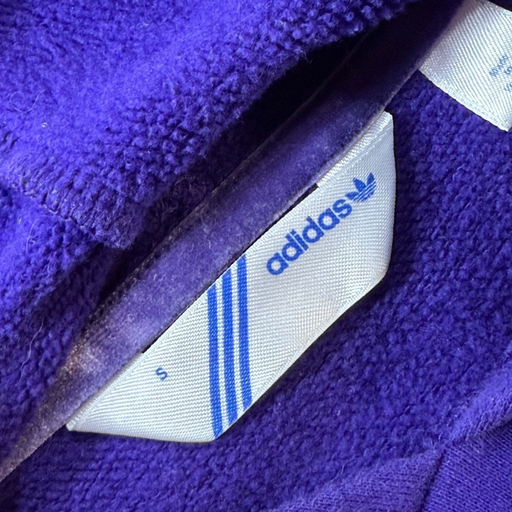 Adidas Hoodie Womens Small Purple Graphic Print Fleece Lined Rib Trim Athleisure - Picture 5 of 15